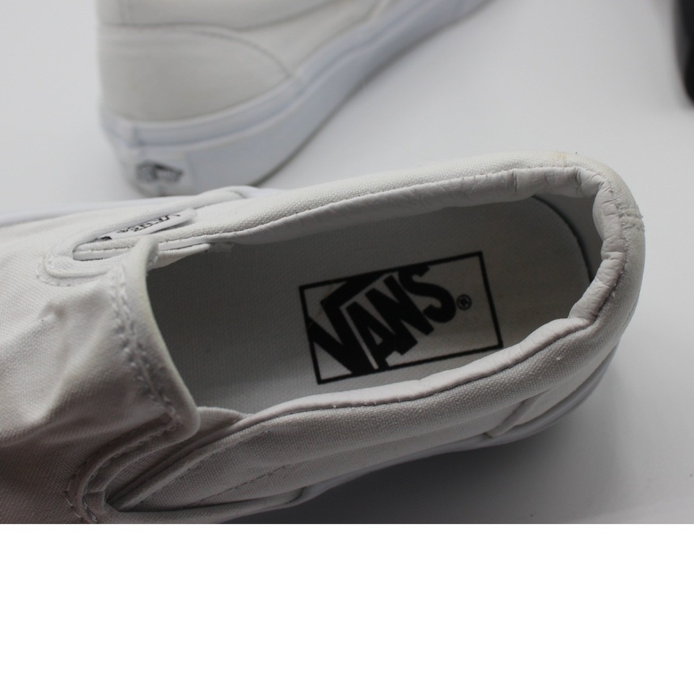 Vans Classic Slip-On White Canvas Sneakers VN000EYEBWW Mens 5 Womens 6.5 - Picture 8 of 8